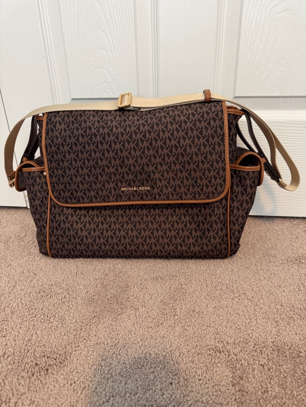 Michael Kors Brown Logo Messenger Diaper Bag